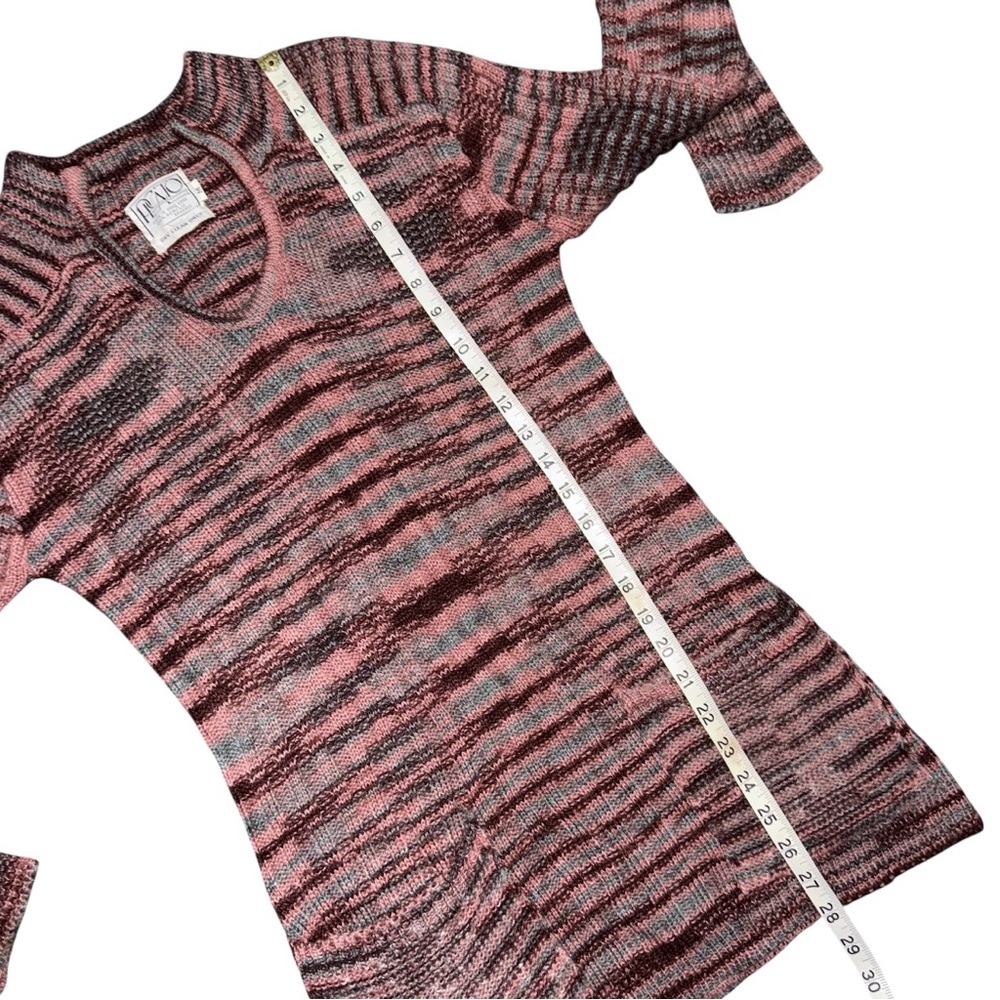 Vintage 70s PICATO Knit Sweater Tunic Women’s M Pink Gray Striped Long Sleeve - Picture 7 of 8